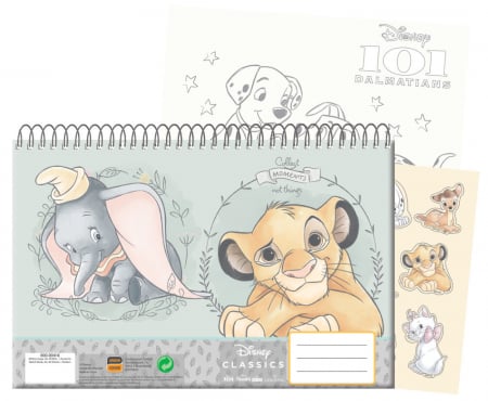 Acuarele, pensule si blocuri de desen - Bloc de desen A4 spirala, Disney Classic, 40 foi si stickere