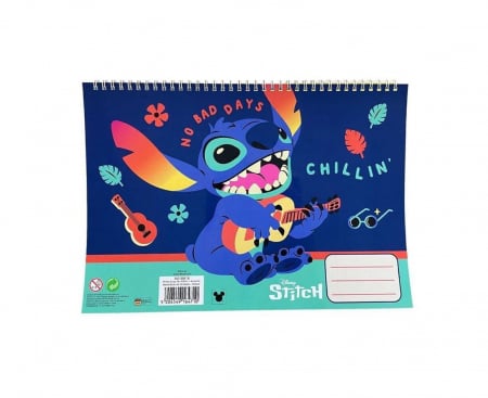 Acuarele, pensule si blocuri de desen - Bloc de desen A4 spirala, Lilo & Stitch Chillin', 40 foi si stickere