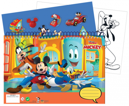 Acuarele, pensule si blocuri de desen - Bloc de desen A4 spirala, Disney Mickey Fun Times, 40 foi si stickere