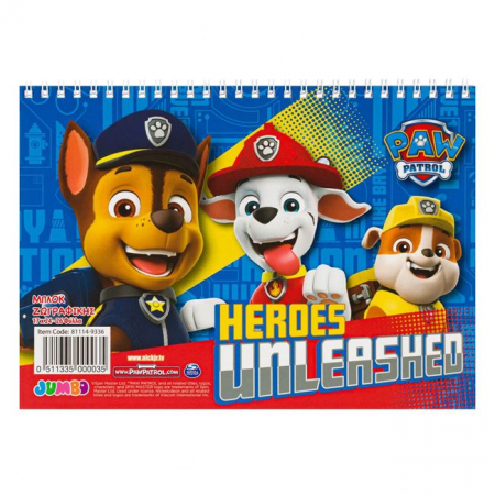 Acuarele, pensule si blocuri de desen - Bloc de desen B5 spirala Paw Patrol, 26 file