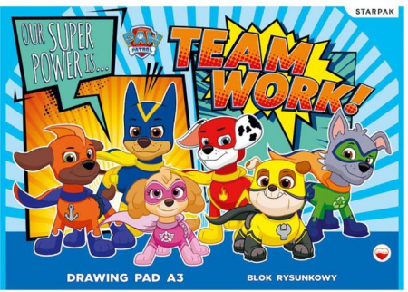 Acuarele, pensule si blocuri de desen - Bloc desen A3 Paw Patrol Team Work, 20 coli