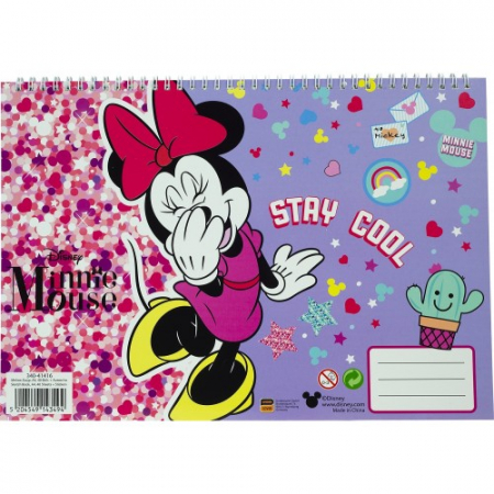 Acuarele, pensule si blocuri de desen - Bloc desen cu stickere A4 cu spira Minnie Mouse, 30 coli
