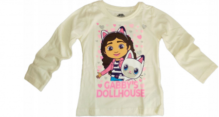 Imbracaminte si incaltaminte copii - Bluza bumbac, maneca lunga, Gabby's Dollhouse Inimioare