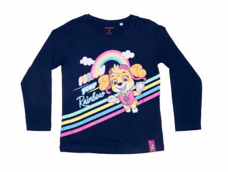 Tricouri copii - Bluza bumbac, maneca lunga, Paw Patrol Rainbow