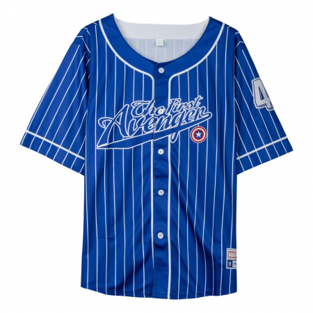Cadouri si accesorii diverse - Bluza maneca scurta supradimensionat cu dungi tip baseball Captain America