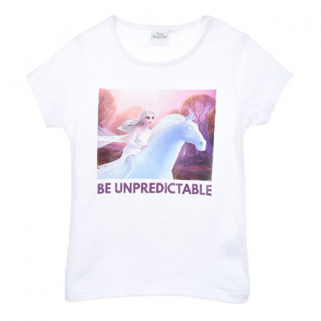 Tricouri copii - Tricou Frozen maneca scurta, Be unpredictable, alb