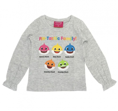 Imbracaminte si incaltaminte copii - Bluza maneca lunga roz, Baby Shark Fin-Tastic Family