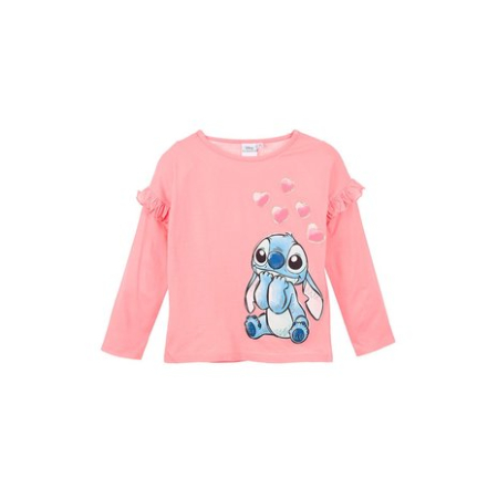 Bluze copii - Bluza roz maneca lunga cu volanse, Lilo si Stitch