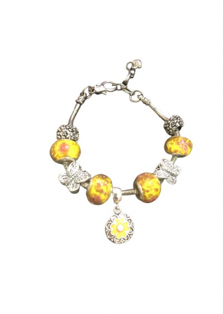 Bijuterii dama - Bratara Charm Flowers cu 9 charmuri