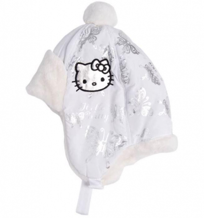 Sepci si caciuli copii - Caciula blana Hello Kitty fluturi cu urechi