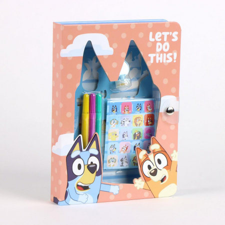 Joaca si timp liber - Caiet de activitati Bluey cu pagini de colorat si autocolante