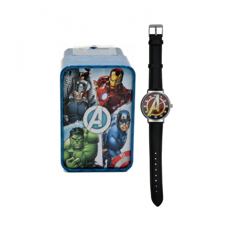 Ceas analog pentru copii, Logo Avengers, PU si Metal, 6x9x8cm [2]