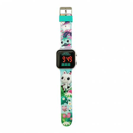 Cadouri si accesorii diverse - Ceas copii Gabby's Dollhouse, LED cu calendar, 21.5x0.5x3.5cm