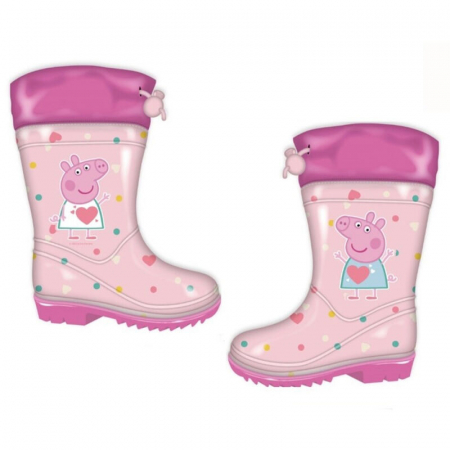 Imbracaminte si incaltaminte copii - Cizme cauciuc cu siret Peppa Pig Hearts
