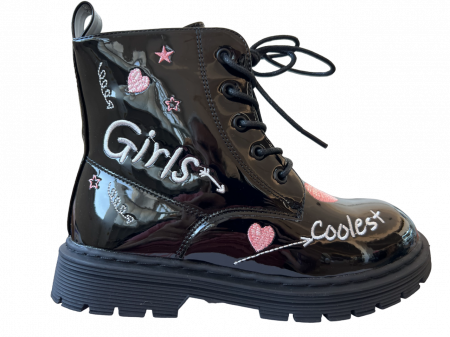 Ghete si cizme copii - Ghete imblanite din piele eco lacuita Cooles Girl