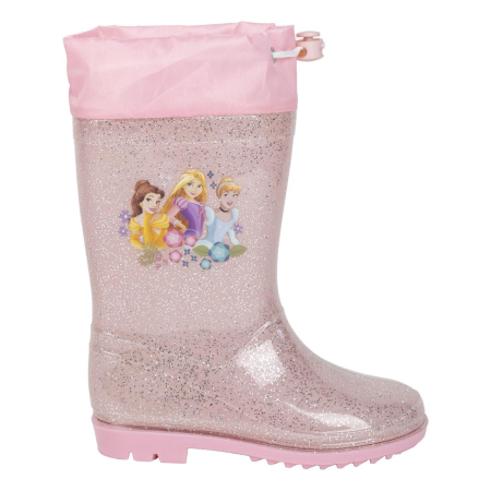 Ghete si cizme copii - Cizme PVC cu sclipici si siret Printesele Disney