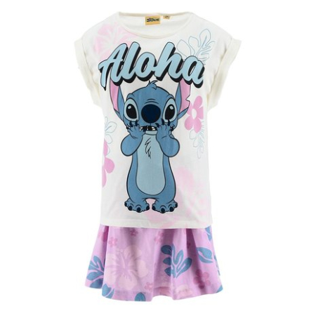 Compleuri copii - Compleu cu tricou și fustă Disney Lilo și Stitch pentru fete