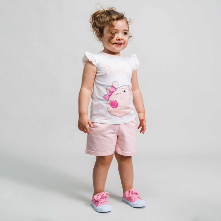 Compleu de vara, maneca scurta, bumbac, bebe Peppa Pig [3]