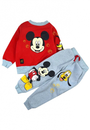 Imbracaminte si incaltaminte copii - Trening baieti, poliester, Mickey si Pluto, rosu cu gri