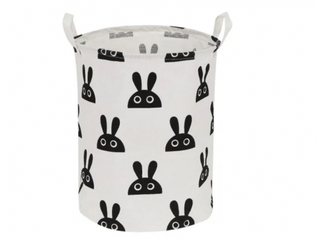 Mobilier camera copii - Cos panza pliabil Bunny pentru jucarii 37x43 cm