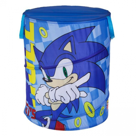 Mobilier camera copii - Cos textil pliabil Sonic pentru jucarii 46x57cm
