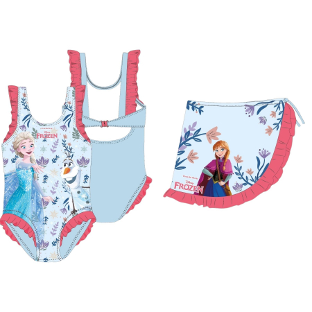Costum baie intreg cu sarong, Frozen Disney [3]