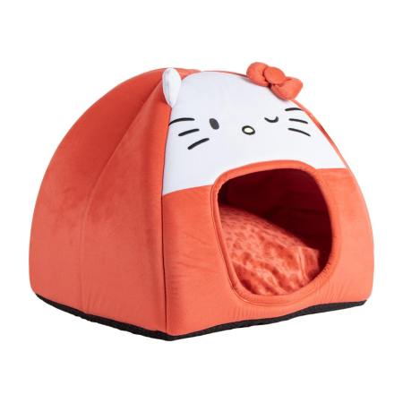 Culcusuri, perne si saltele animale - Culcuș tip peșteră pentru câini cu design Hello Kitty