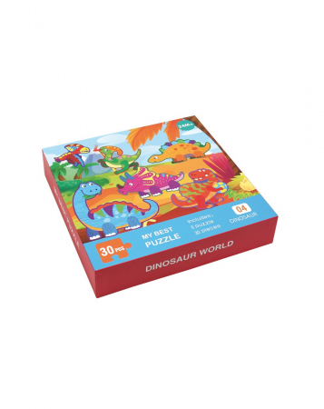 Puzzle-uri pentru copii - Cutie cu 6 puzzle-uri, 30 piese, Dinozauri