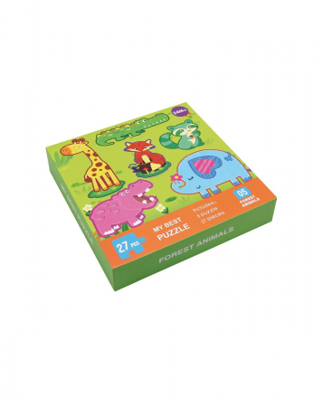Puzzle-uri pentru copii - Cutie cu 6 puzzle-uri, 27 piese, Animale din padure