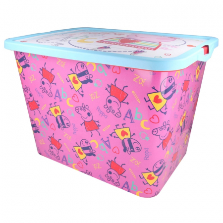 Home&Deco - Cutie depozitare jucarii, Peppa Pig ABC, 38.7 x 28.7 x 27 cm, 23 l