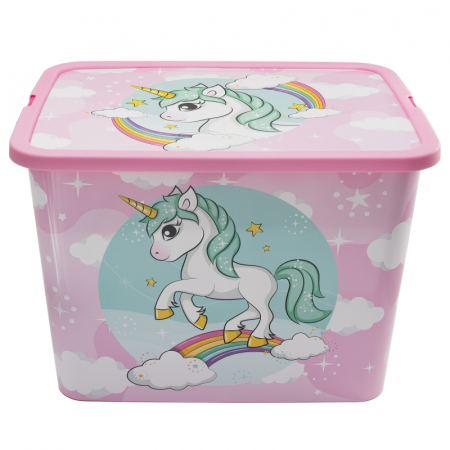 Mobilier camera copii - Cutie depozitare jucarii, Unicorn, 27x38,7x28,7 cm, 23 l