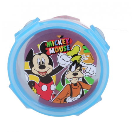Articole hranire bebelusi - Cutie rotunda pentru alimente, ermetica, Mickey Mouse Cool Summer, 270 ml