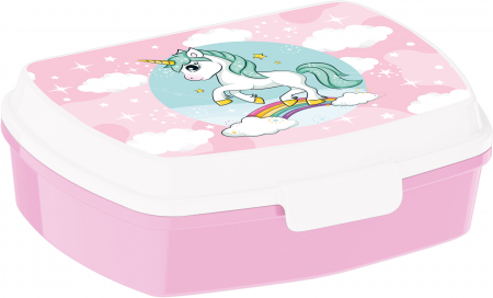 Articole hranire bebelusi - Cutie sandwich dreptunghiulara 17x14x5,6 cm Unicorn Rainbow