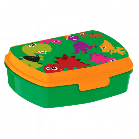 Articole hranire bebelusi - Cutie sandwich dreptunghiulara Crazy Dino, 20x8 cm