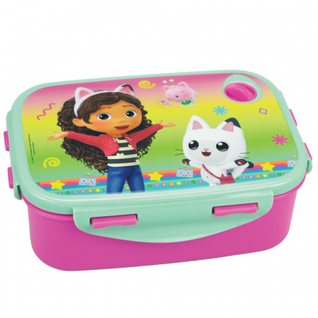 Accesorii hranire - Cutie sandwich dreptunghiulara Gabby's Dollhouse Color Fade, 17x12x7 cm