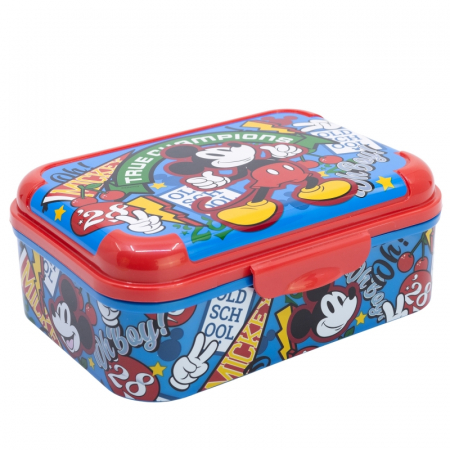 Articole hranire bebelusi - Cutie sandwich dreptunghiulara Mickey True Champions, 17x13.5x6.2 cm