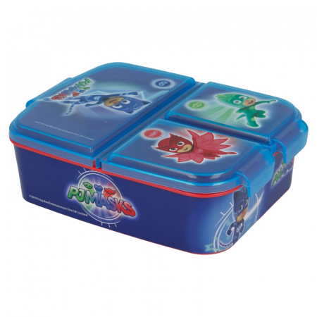 Articole hranire bebelusi - Cutie sandwich dreptunghiulara multicompartimentata PJ Masks,19,5x16,5x6,7 cm