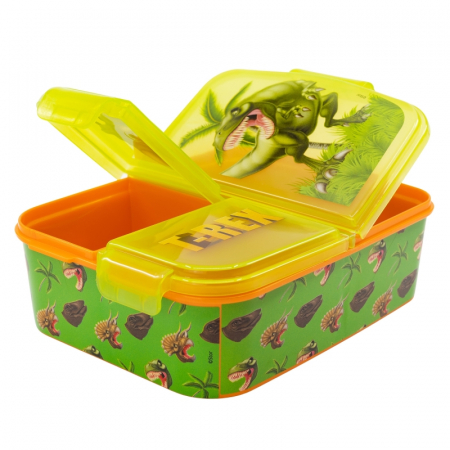 Articole hranire bebelusi - Cutie sandwich dreptunghiulara multicompartimentata T-Rex,19,5x16,5x6,7 cm