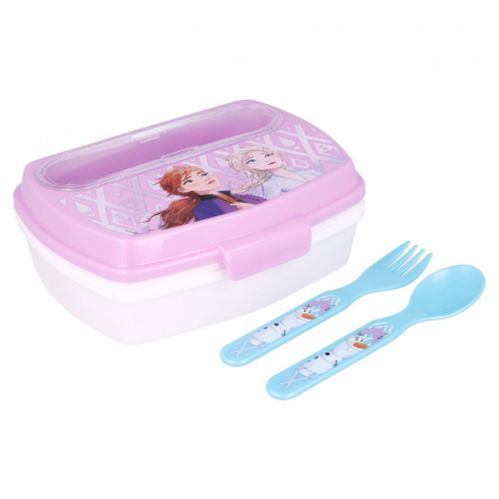 Accesorii hranire - Cutie sandwich, Frozen II, cu tacamuri