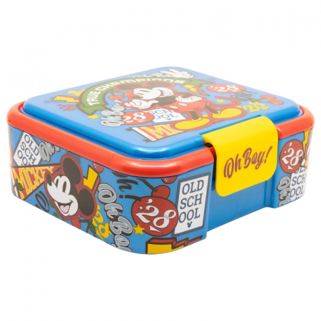 Articole hranire bebelusi - Cutie sandwich multicompartimente Mickey True Champions, 18x16x6.2 cm
