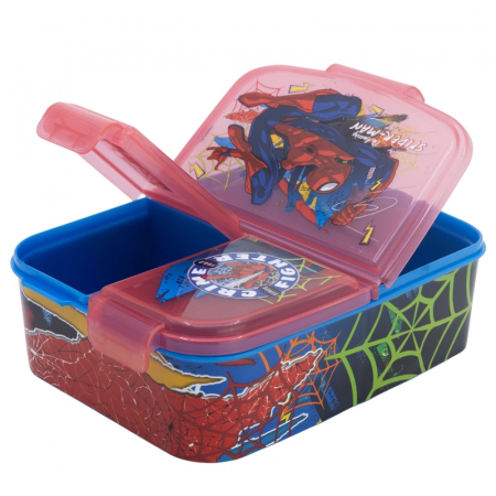 Articole hranire bebelusi - Cutie sandwich multicompartimente, Spiderman Moving Target 6.7╤à16.5╤à19.5 cm