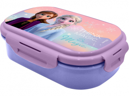 Articole hranire bebelusi - Cutie sandwich plastic cu tacamuri Frozen 2 Be Magic, 22.5x14x6.5 cm