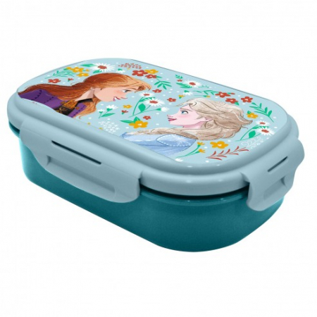 Articole hranire bebelusi - Cutie sandwich plastic cu tacamuri Frozen Disney , 22.5x14x6.5 cm