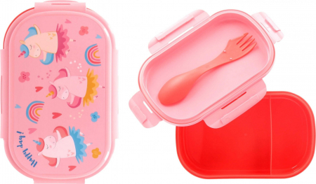 Cutie sandwich plastic cu tacamuri Unicorn Happy Day, 21x14x6 cm [1]