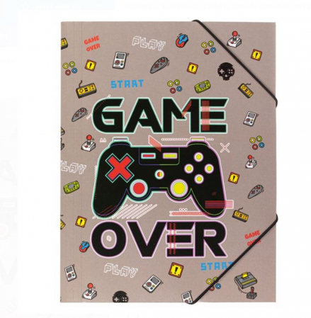 Totul pentru scoala - Dosar carton cu elastic Game Over 24x32 cm