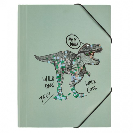 Totul pentru scoala - Dosar carton Fancy Verde Dinozaur cu Confeti 24x32cm