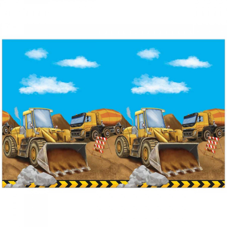 Vesela pentru petrecere - Fata de masa din plastic Utilaje Constructii 120x180 cm