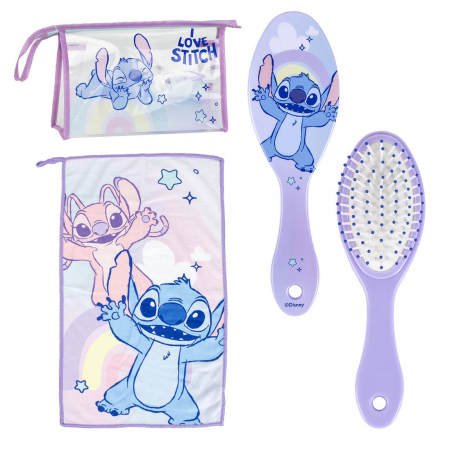 Totul pentru scoala - Geanta cu accesorii pentru copii Stitch si Angel