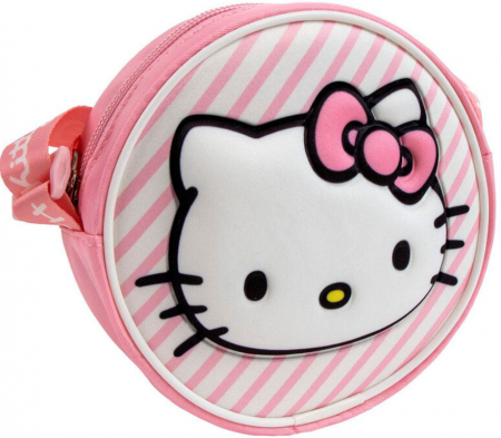 Totul pentru scoala - Geanta umar rotunda 3D Hello Kitty 13x13x4 cm