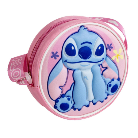 Ghiozdane si genti - Gentută de umăr mică rotundă cu fermoar și design Lilo & Stitch
